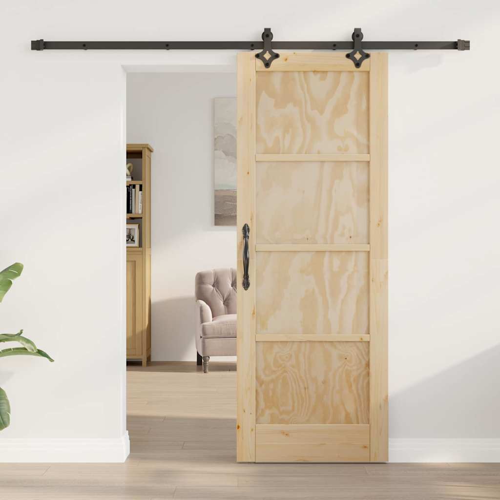 Set Porta Scorrevole ORKDAL Naturale e nero 73.5 x 198.5 cm