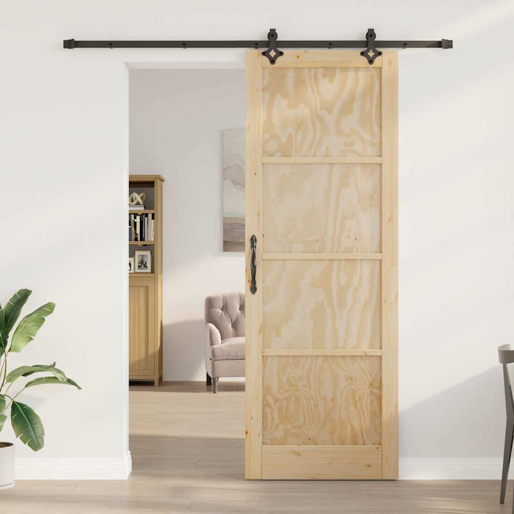 Set Porta Scorrevole ORKDAL Naturale e nero 83 x 232 cm