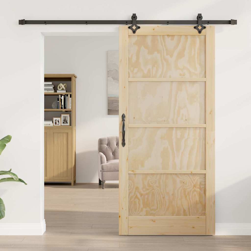 Set Porta Scorrevole ORKDAL Naturale e nero 93 x 202 cm