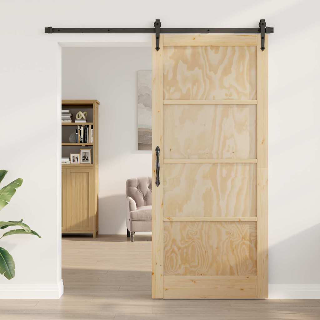 Porta Scorrevole Naturale e nero 93 x 211 cm