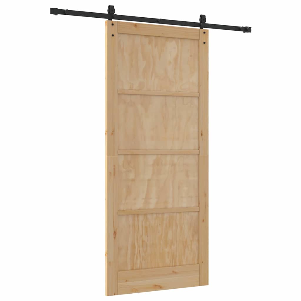 Porta Scorrevole Naturale e nero 93 x 211 cm