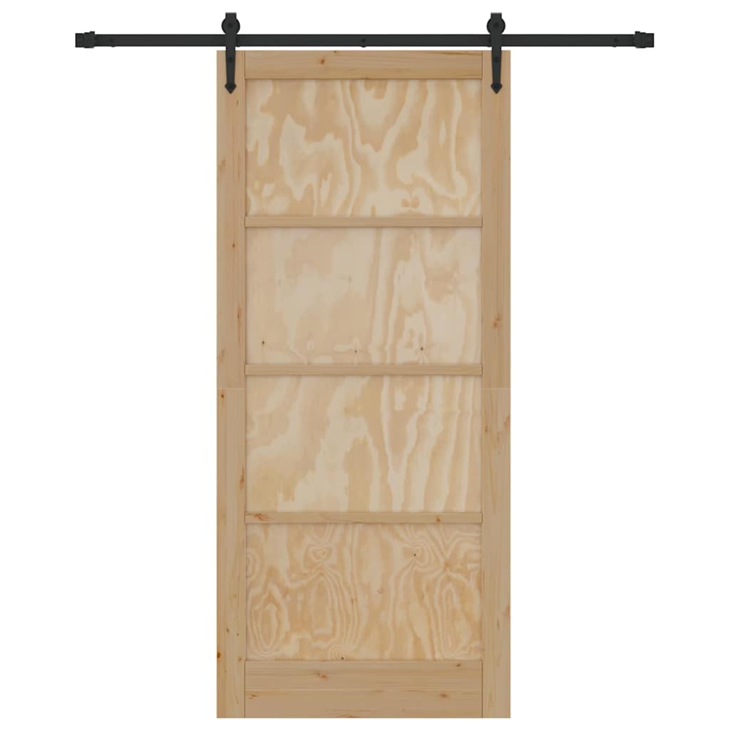 Porta Scorrevole Naturale e nero 93 x 211 cm