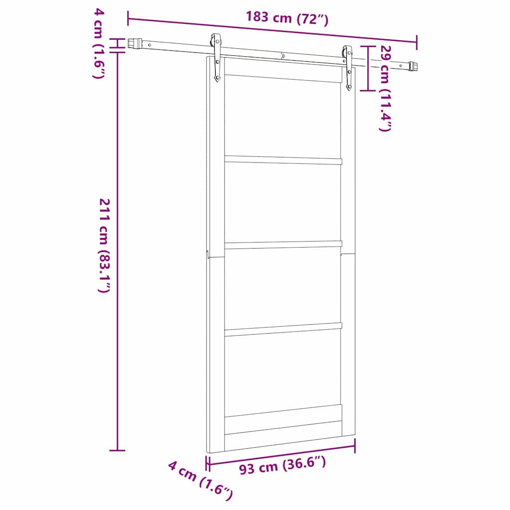 Porta Scorrevole Naturale e nero 93 x 211 cm