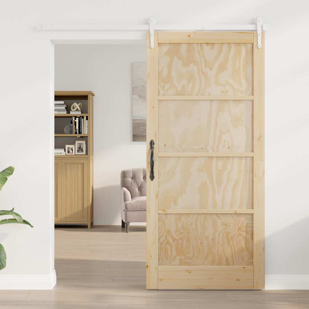 Porta Scorrevole Naturale e bianco 93 x 202 cm