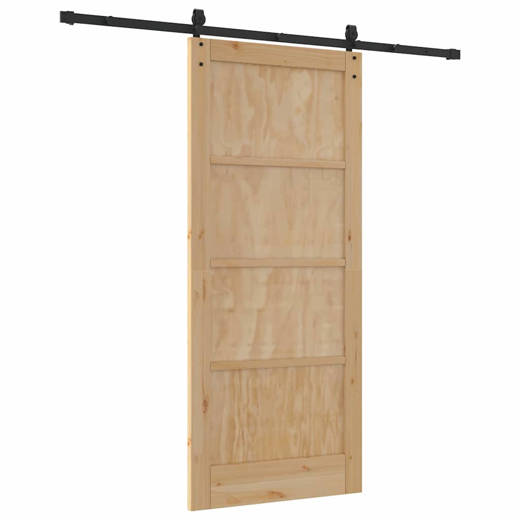 Porta Scorrevole Naturale e nero 86 x 198.5 cm