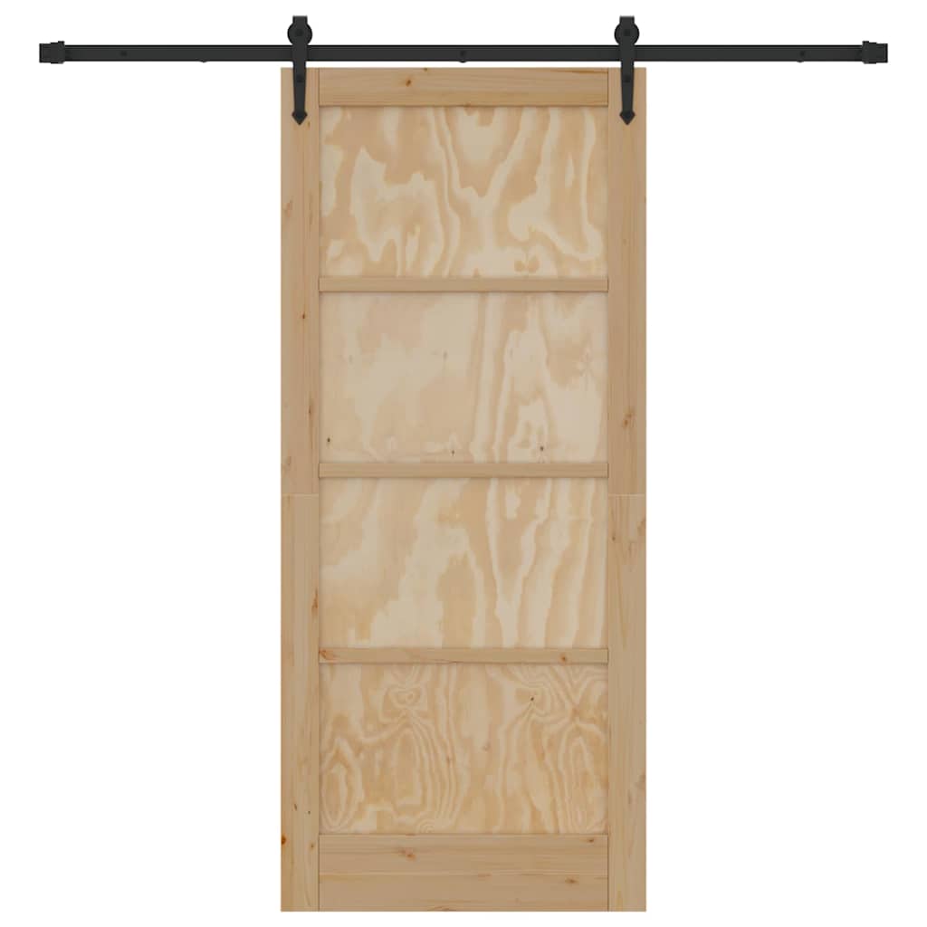 Porta Scorrevole Naturale e nero 86 x 198.5 cm