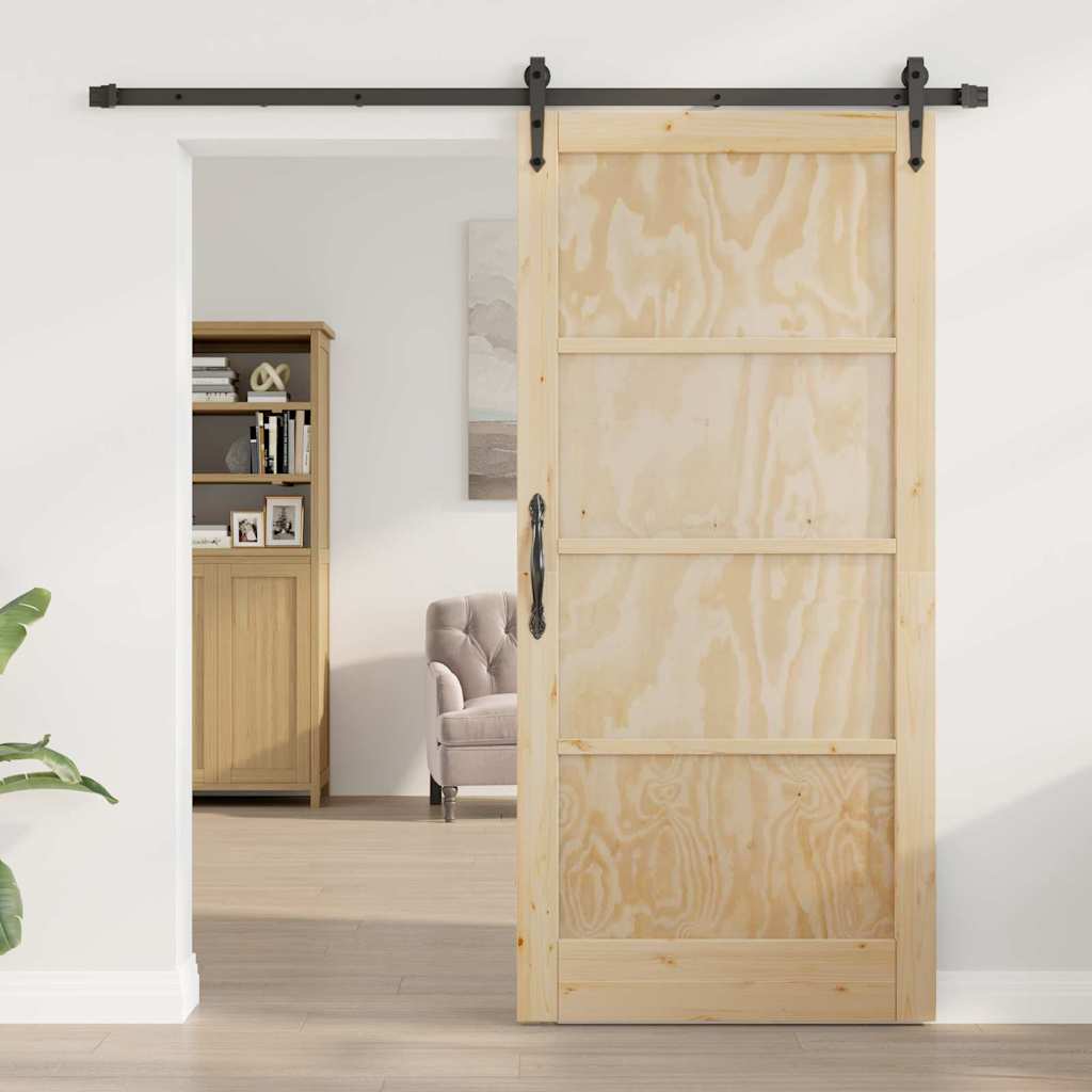 Porta Scorrevole Naturale e nero 93 x 202 cm