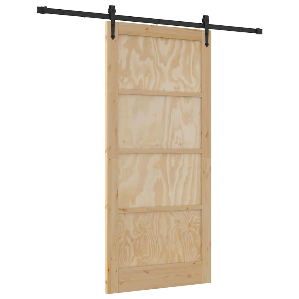 Porta Scorrevole Naturale e nero 93 x 202 cm