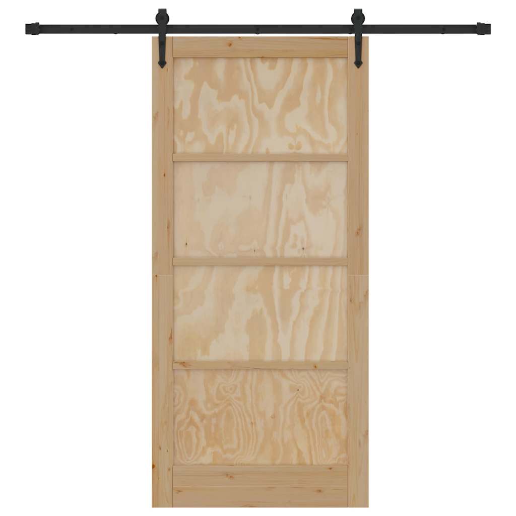 Porta Scorrevole Naturale e nero 93 x 202 cm