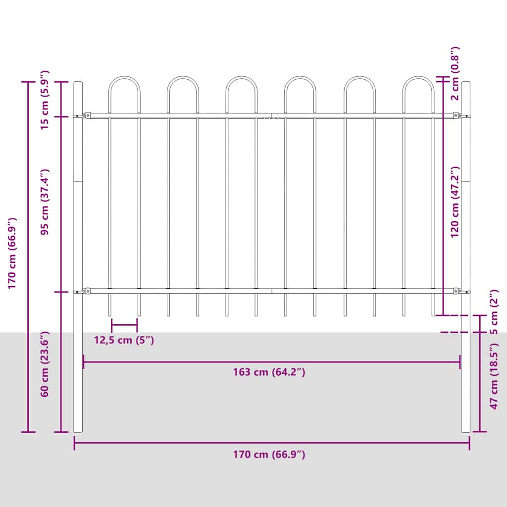 Recinzione per Giardino 2 pcs Grigio 3,4 x 1,2 m | homemem39