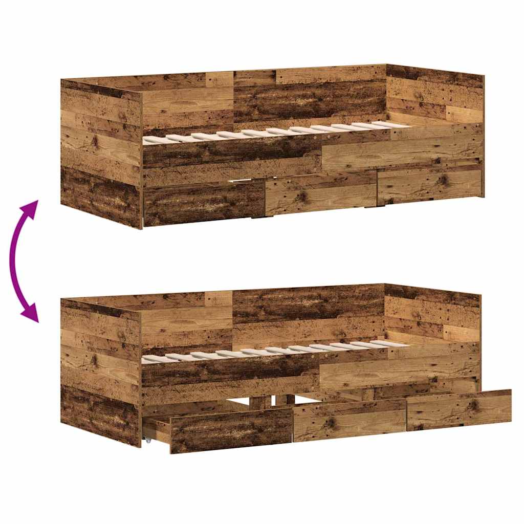 Daybed con testiera Legno vecchio 90 x 190 cm Legno multistrato | homemem39