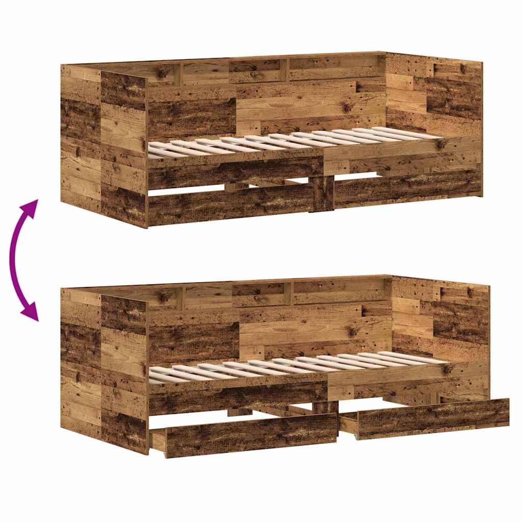 Daybed con testiera Legno vecchio 75 x 190 cm Legno multistrato