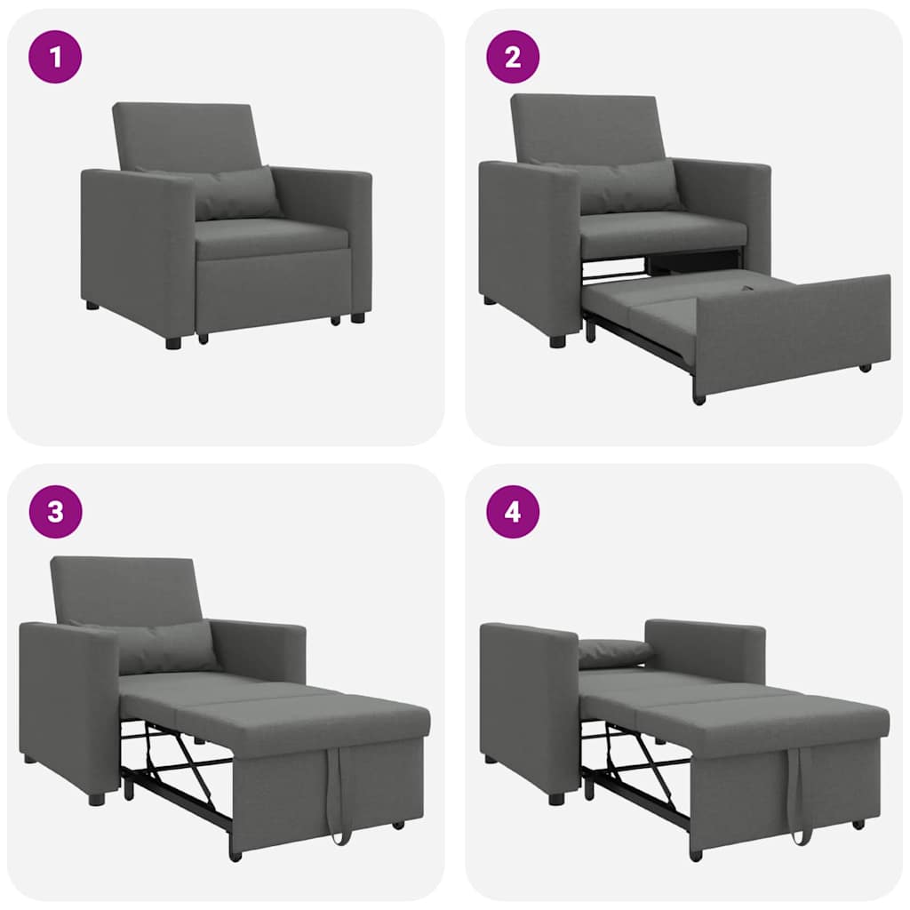 Divano Letto Singolo Grigio scuro 90 x 165 x 87 cm Tessuto