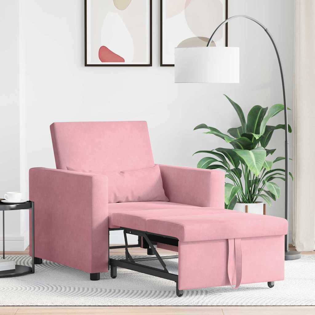 Divano Letto Singolo Rosa chiaro 90 x 165 x 87 cm Velluto