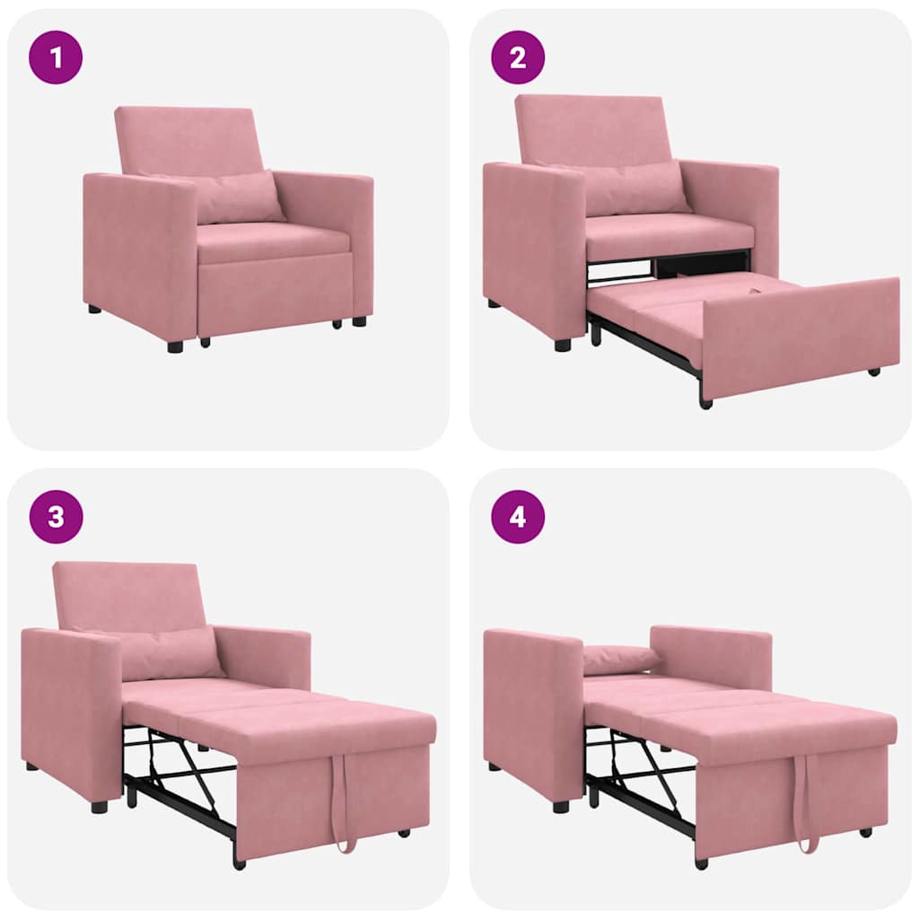 Divano Letto Singolo Rosa chiaro 90 x 165 x 87 cm Velluto