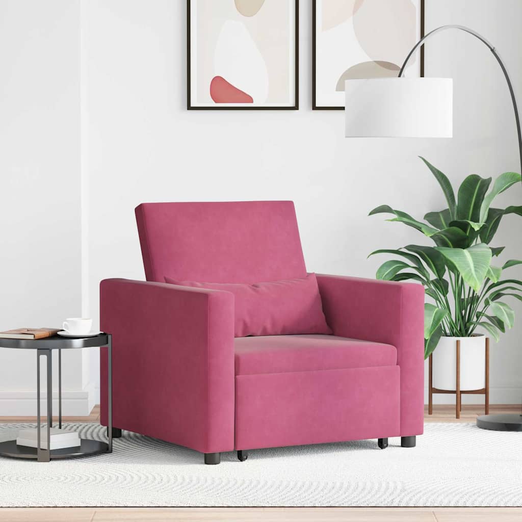 Divano Letto Singolo Rosso vino 90 x 165 x 87 cm Velluto