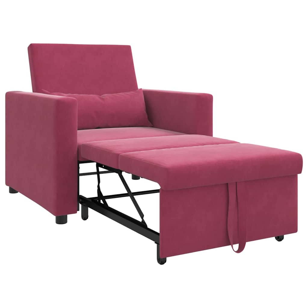 Divano Letto Singolo Rosso vino 90 x 165 x 87 cm Velluto