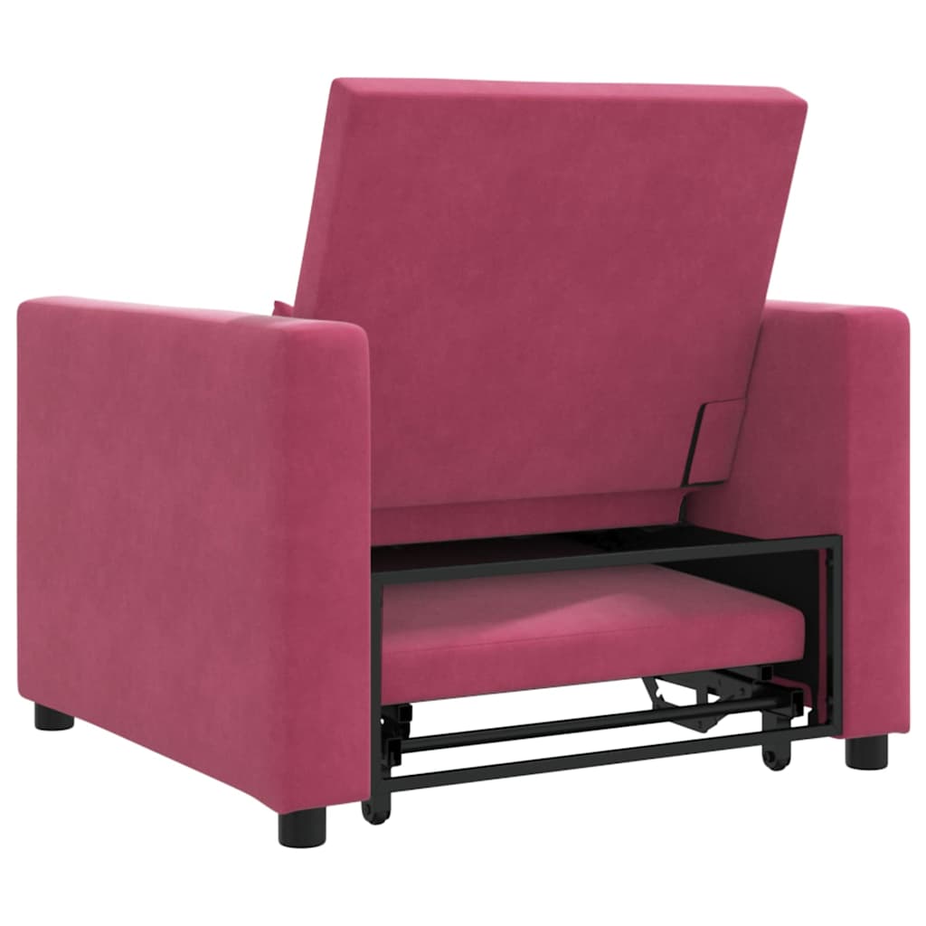 Divano Letto Singolo Rosso vino 90 x 165 x 87 cm Velluto
