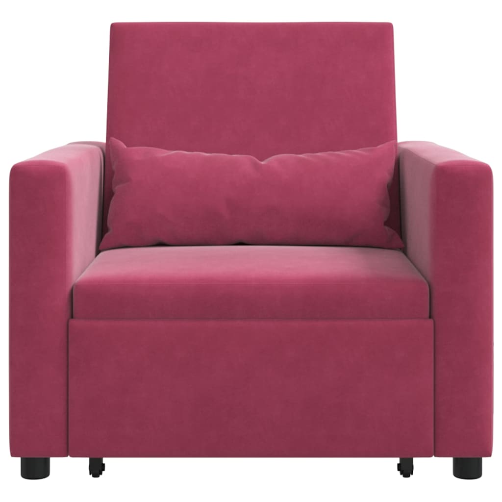 Divano Letto Singolo Rosso vino 90 x 165 x 87 cm Velluto