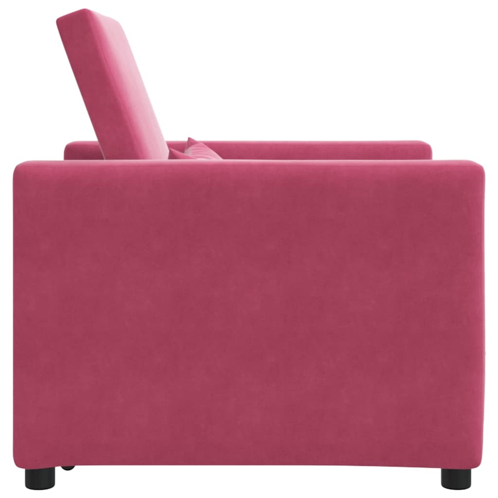 Divano Letto Singolo Rosso vino 90 x 165 x 87 cm Velluto