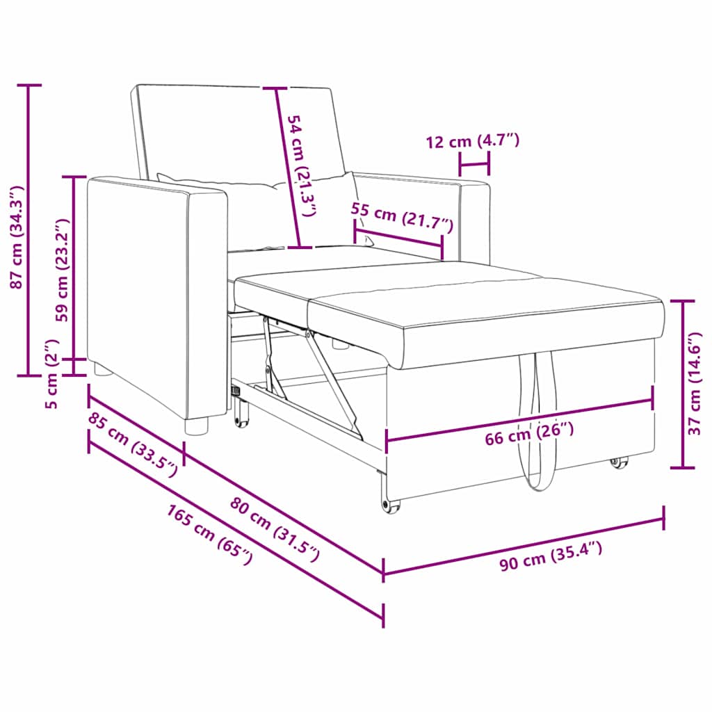 Divano Letto Singolo Rosso vino 90 x 165 x 87 cm Velluto