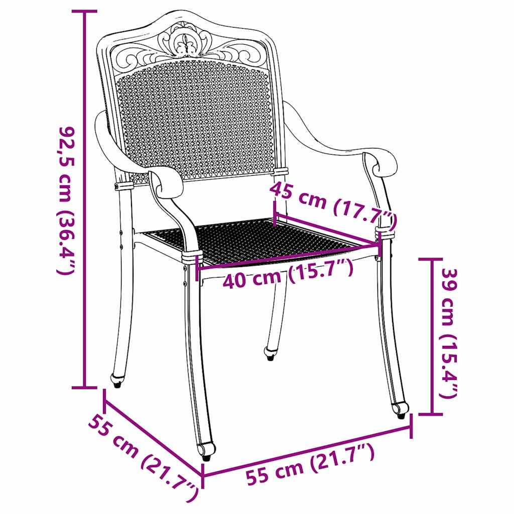 Sedia da Giardino 2 pcs Bronzo 64 x 62 x 93cm Alluminio