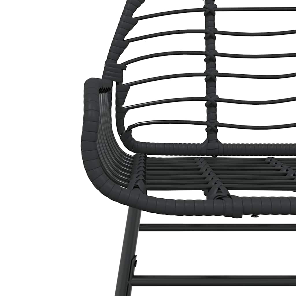 Set Mobili da Pranzo per Giardino 5 pz Nero Polyrattan Vetro