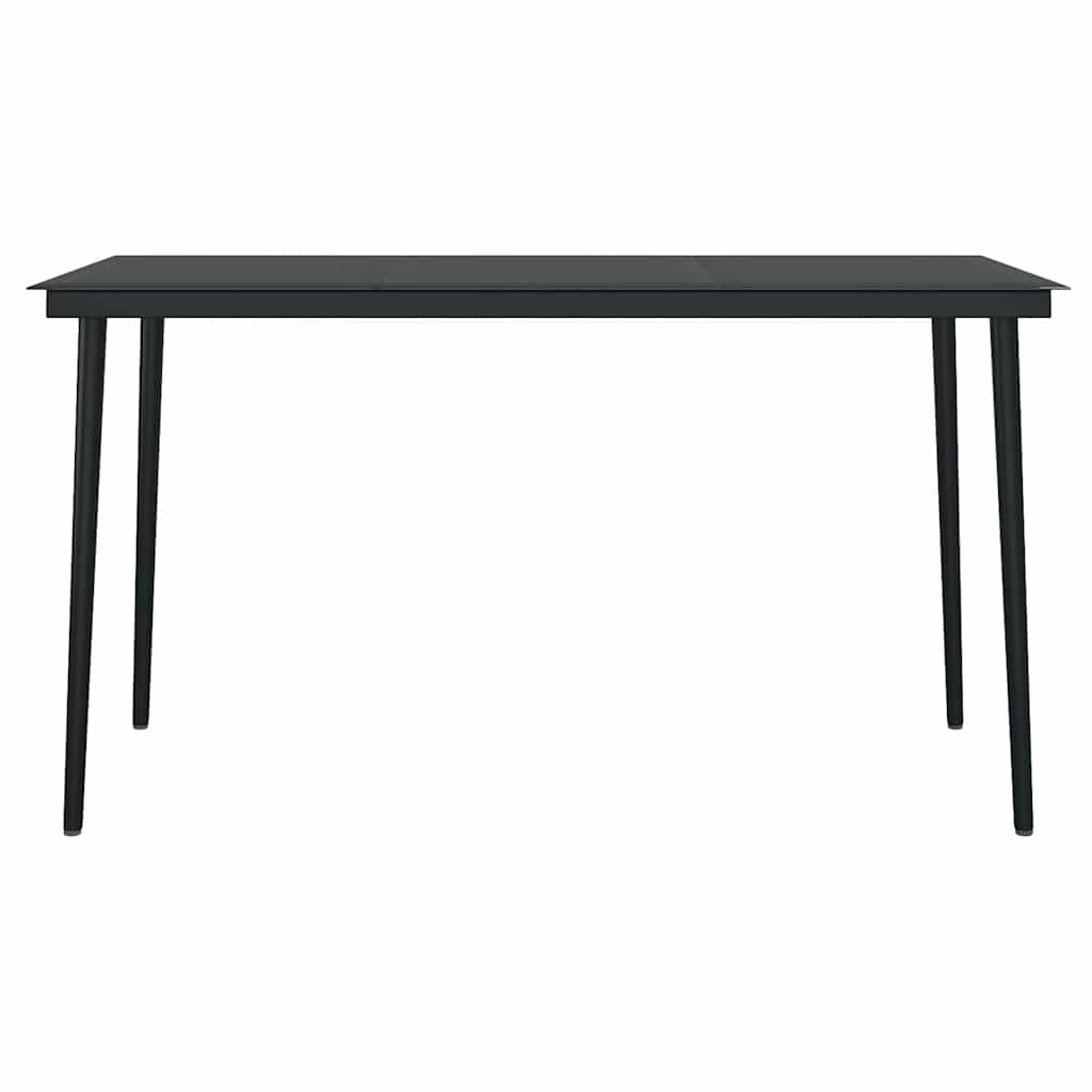Set Mobili da Pranzo per Giardino 5 pz Nero Polyrattan Vetro