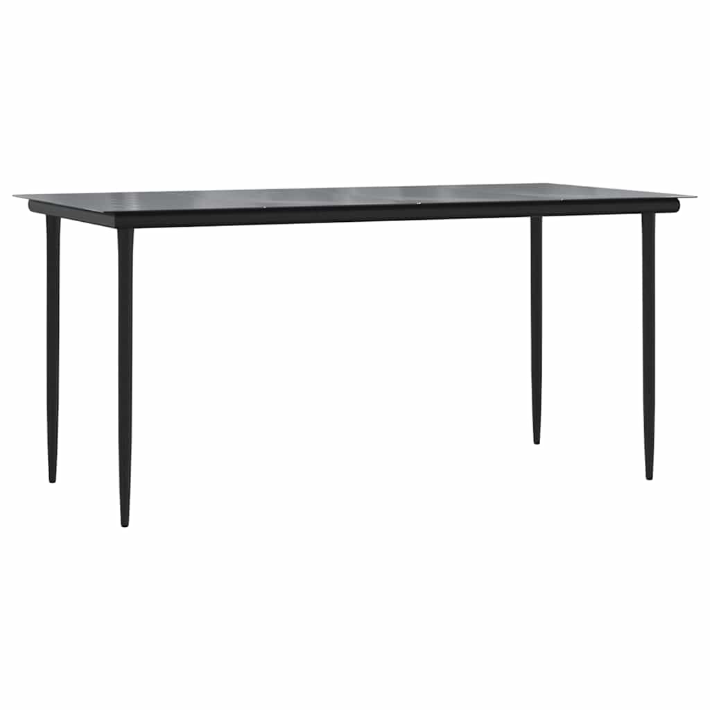 Set Mobili da Pranzo per Giardino 5 pz Nero Polyrattan Vetro