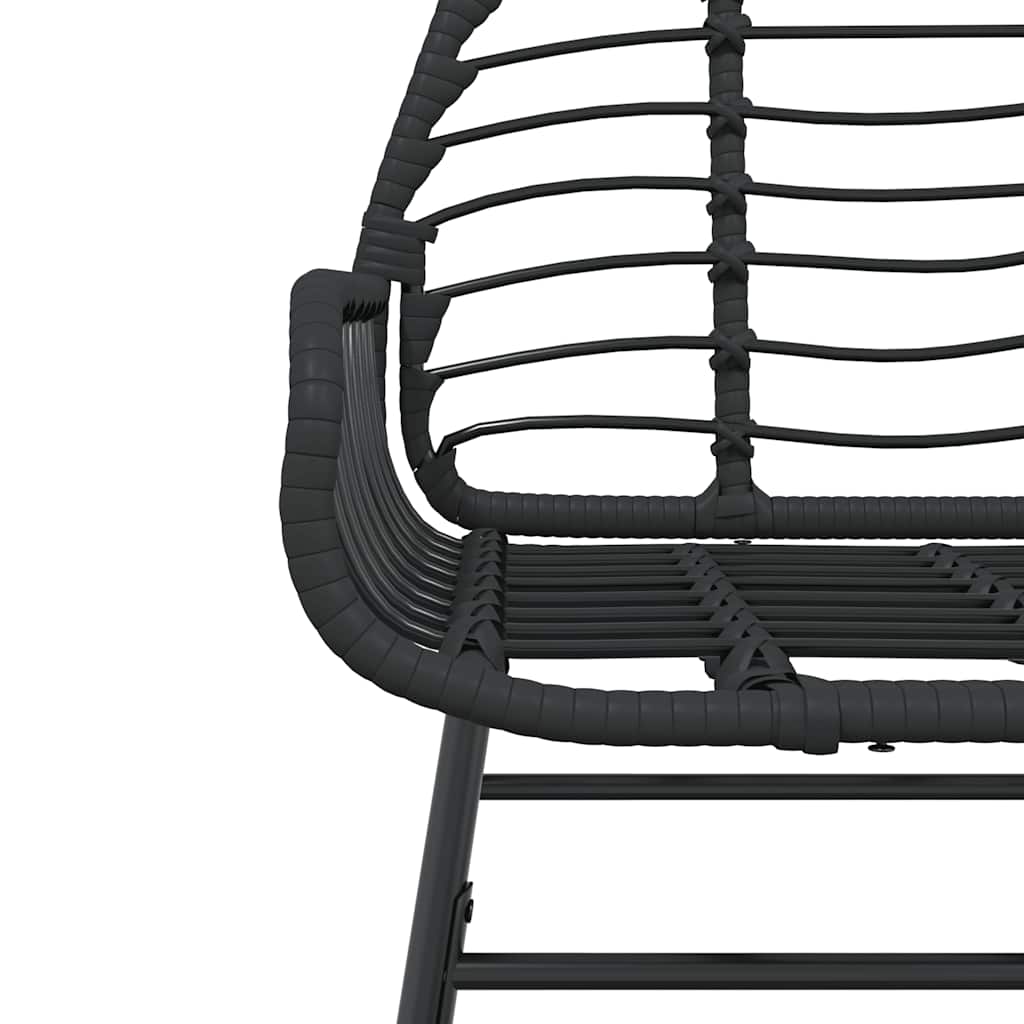 Set Pranzo da Giardino 7 pz Nero Polyrattan Vetro