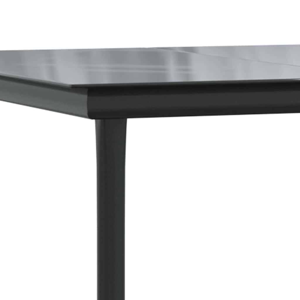 Set Pranzo da Giardino 7 pz Nero Polyrattan Vetro