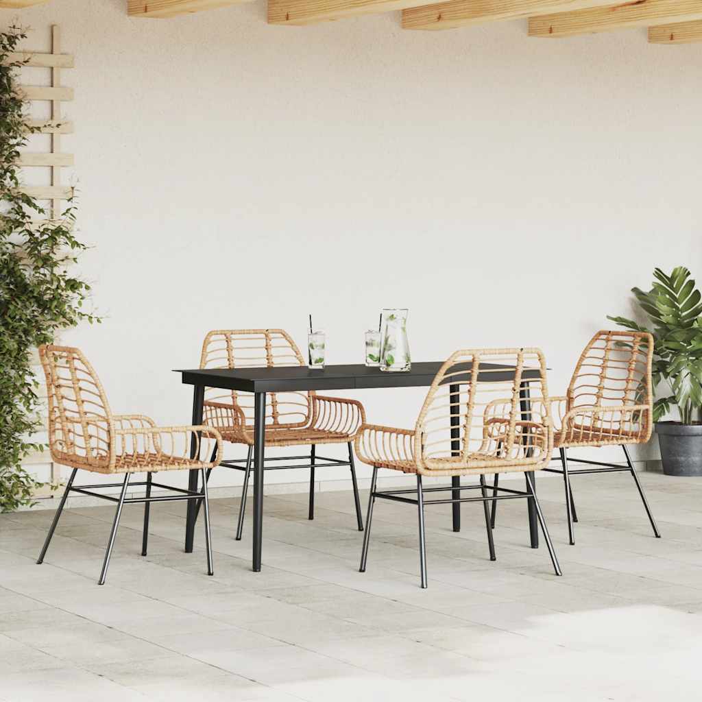 Set da Pranzo da Giardino 5pz Polyrattan Vetro