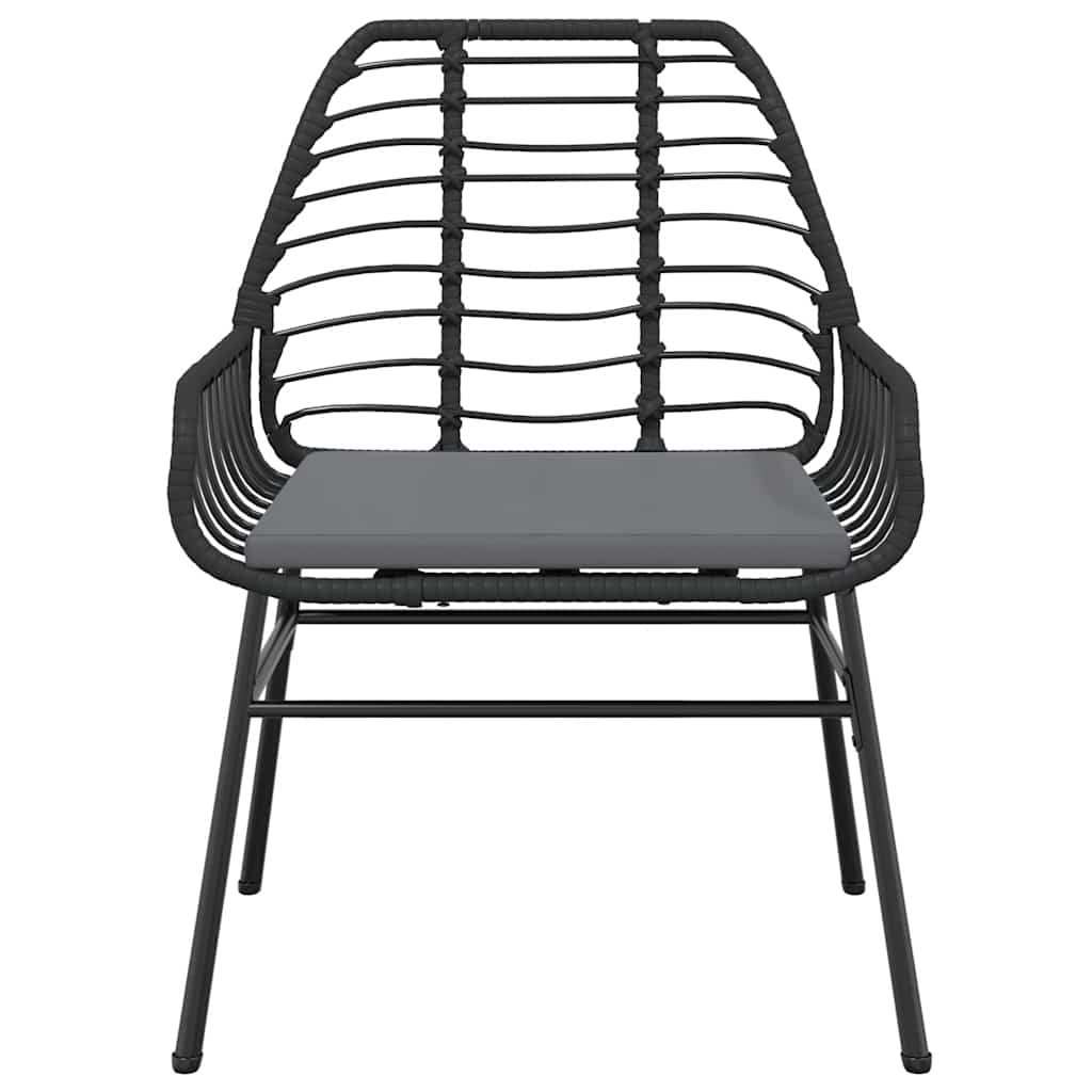 Set Pranzo da Giardino 7 pz Nero con Cuscini Polyrattan Vetro