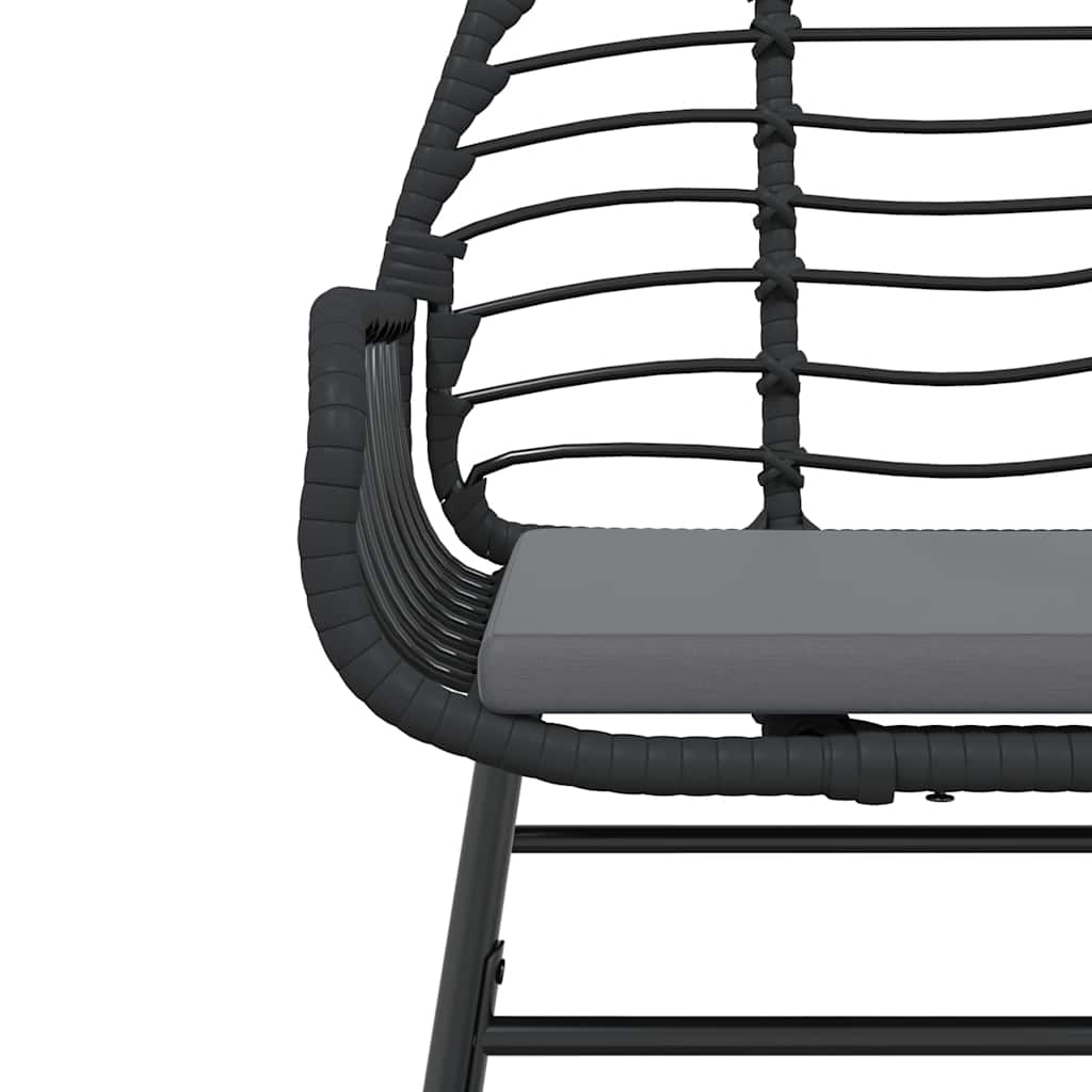 Set Pranzo da Giardino 7 pz Nero con Cuscini Polyrattan Vetro