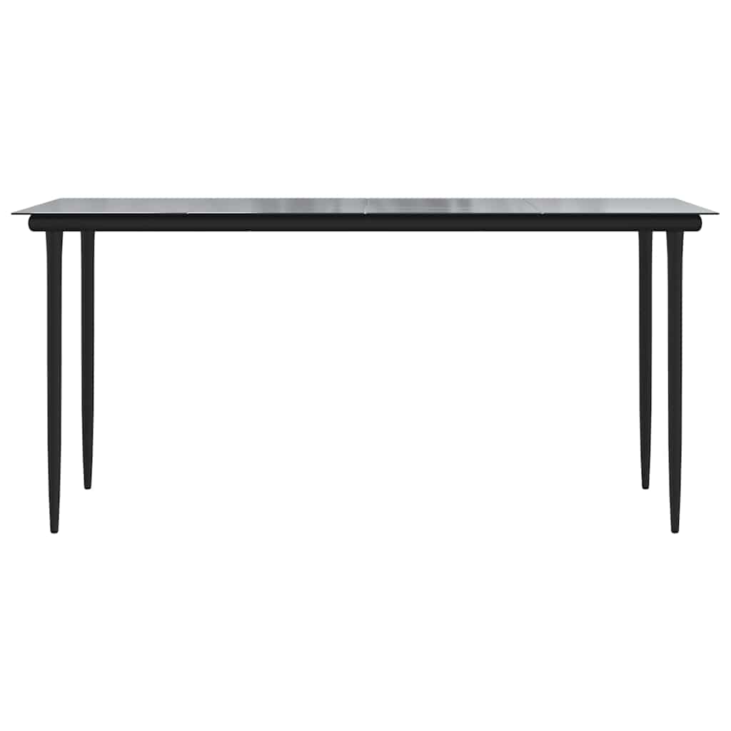 Set Pranzo da Giardino 7 pz Nero con Cuscini Polyrattan Vetro