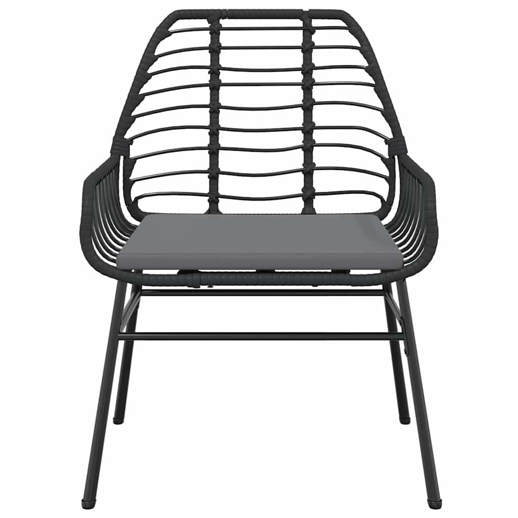 Set Pranzo da Giardino 7 pz Nero con Cuscini Polyrattan Vetro