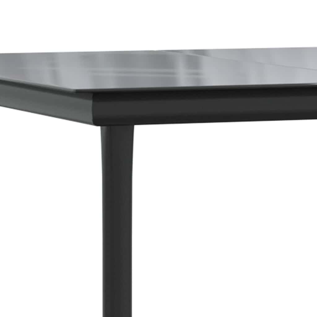 Set Pranzo da Giardino 7 pz Nero con Cuscini Polyrattan Vetro