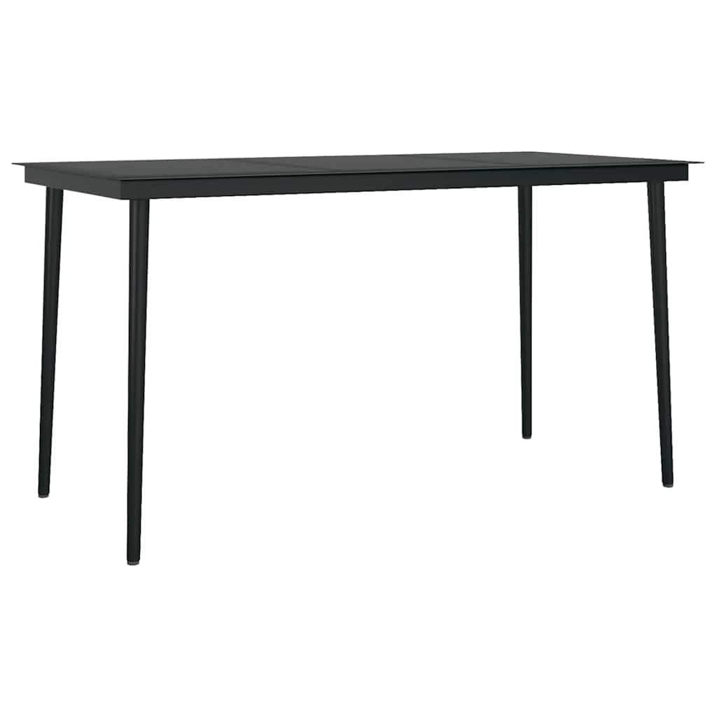 Set Mobili da Pranzo per Giardino 5 pz Nero Polyrattan Vetro