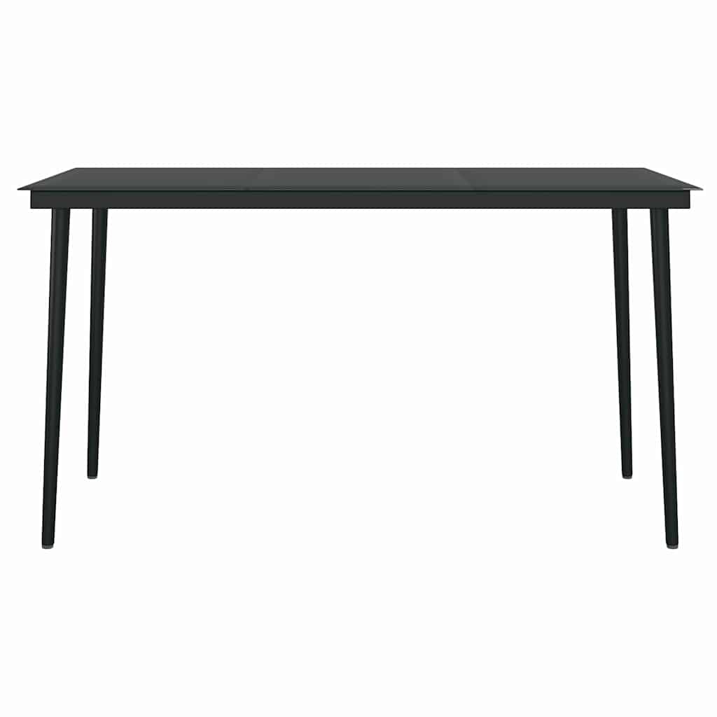Set Mobili da Pranzo per Giardino 5 pz Nero Polyrattan Vetro