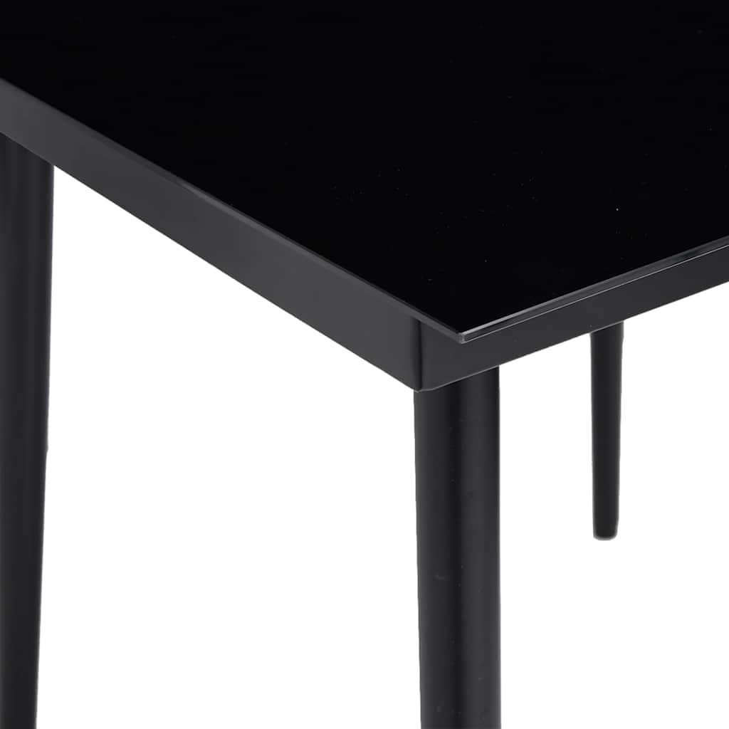 Set Mobili da Pranzo per Giardino 5 pz Nero Polyrattan Vetro