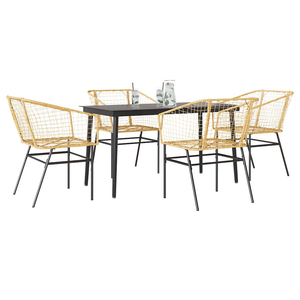 Set da Pranzo da Giardino 5pz Polyrattan Vetro
