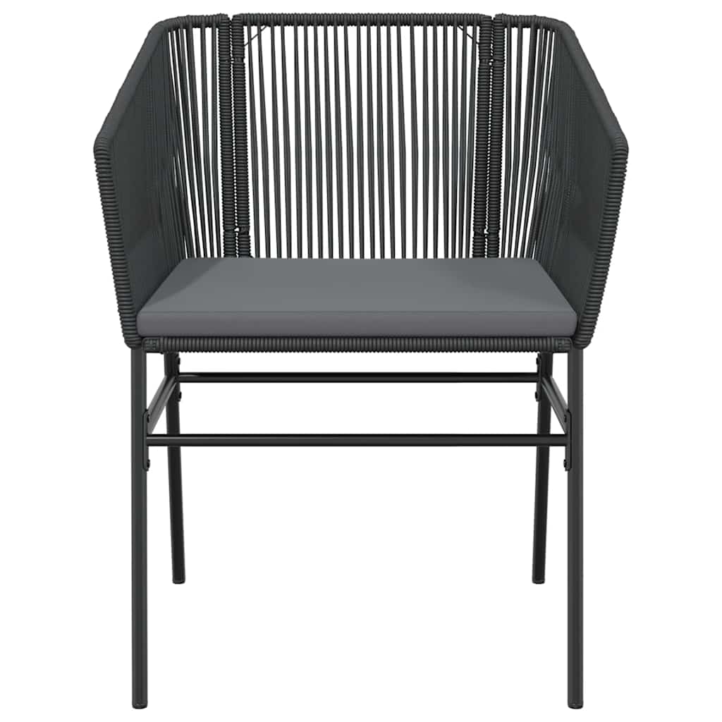 Set Pranzo da Giardino 7 pz Nero con Cuscini Polyrattan Vetro