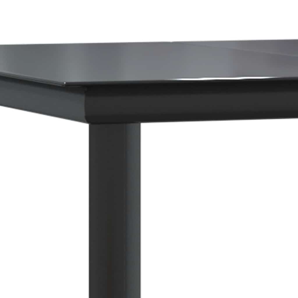 Set Pranzo da Giardino 7 pz Nero Polyrattan Vetro