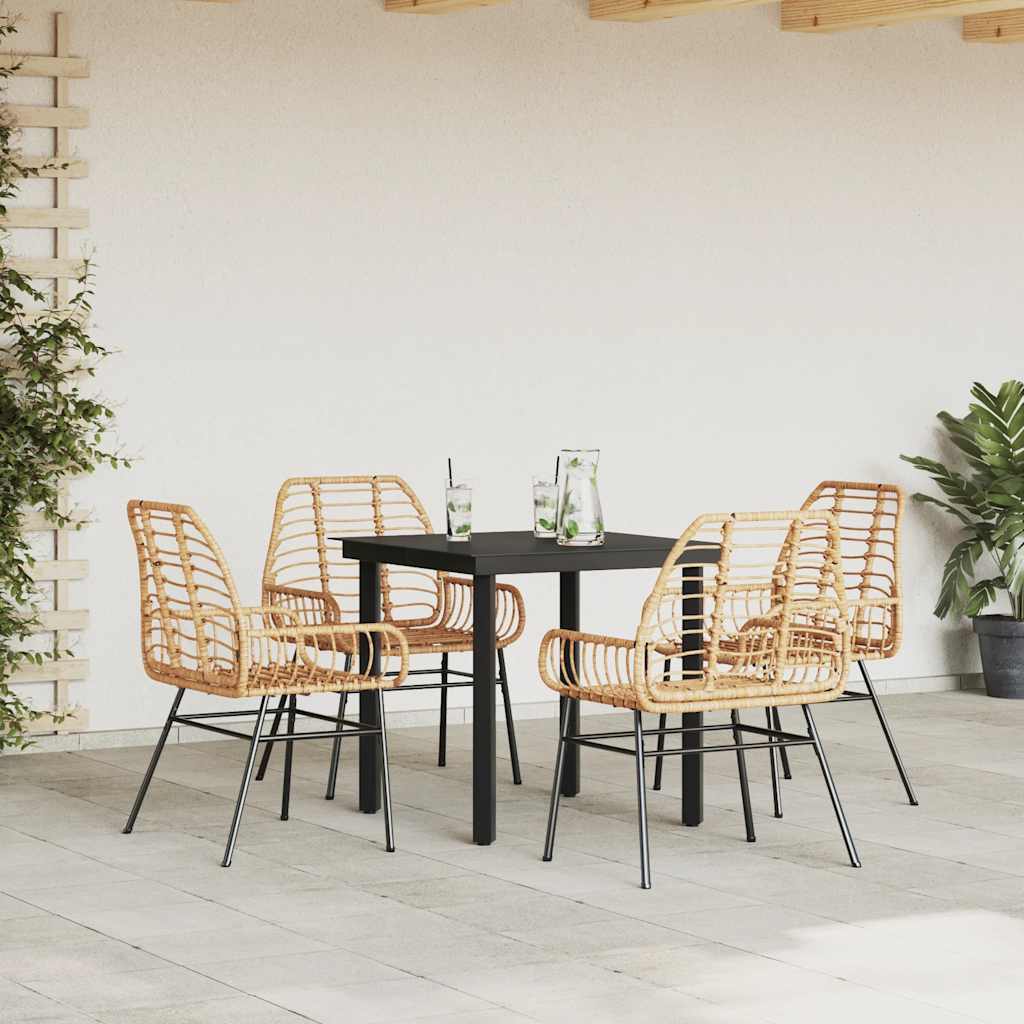Set da Pranzo da Giardino 5pz Polyrattan Vetro