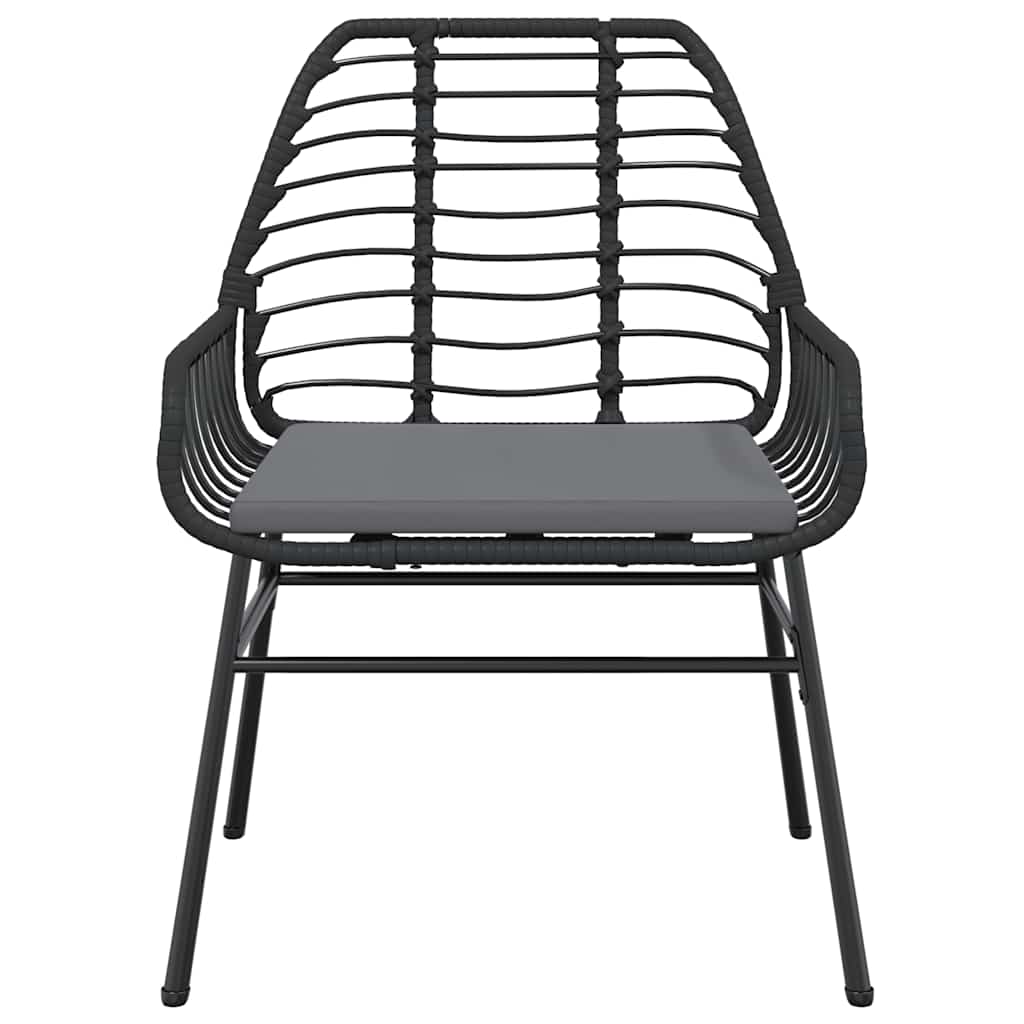 Set Pranzo da Giardino 7 pz Nero con Cuscini Polyrattan Vetro