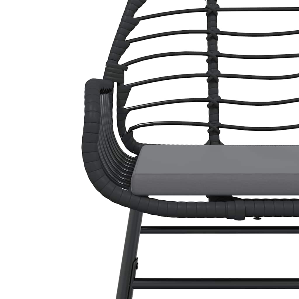 Set Pranzo da Giardino 7 pz Nero con Cuscini Polyrattan Vetro
