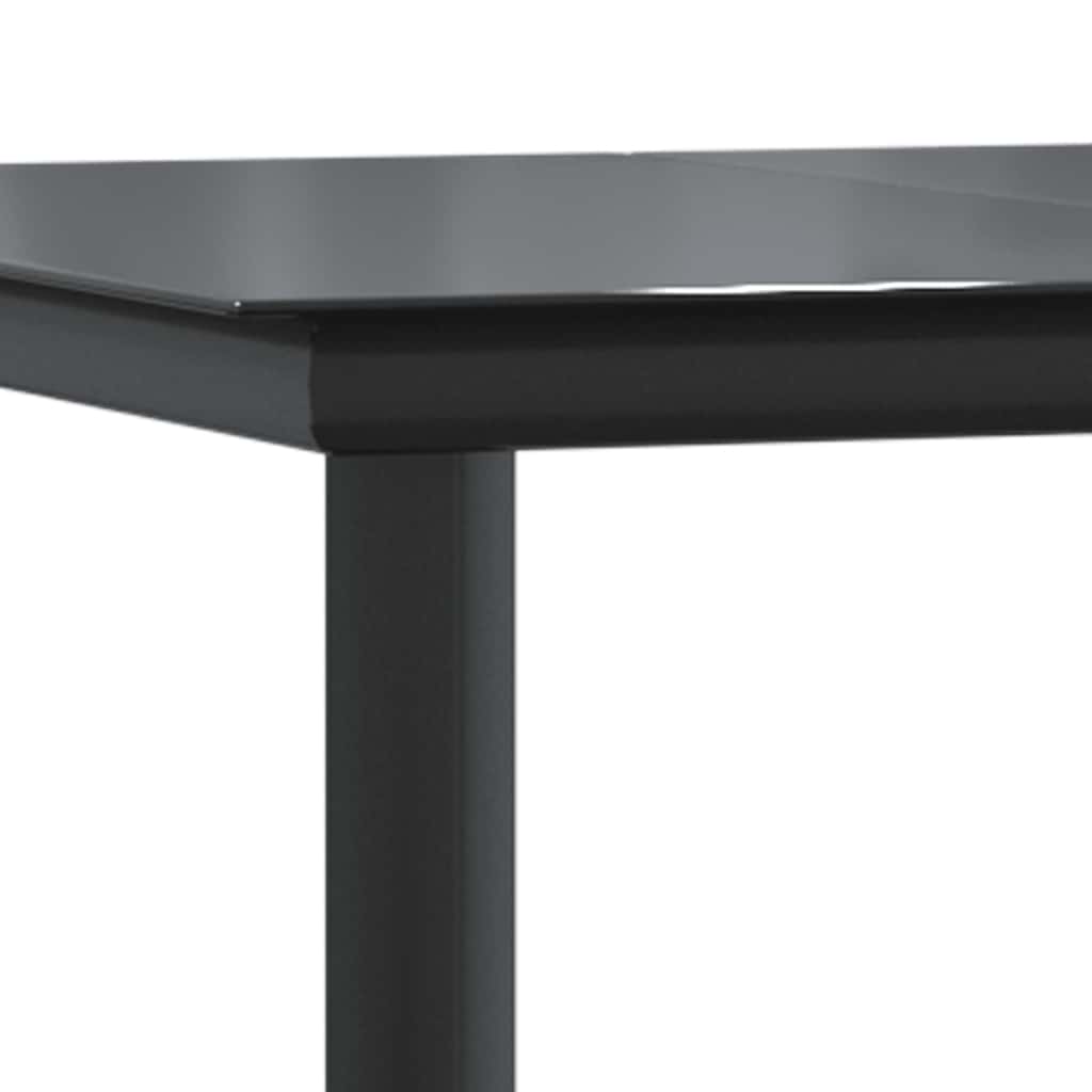 Set Pranzo da Giardino 7 pz Nero con Cuscini Polyrattan Vetro