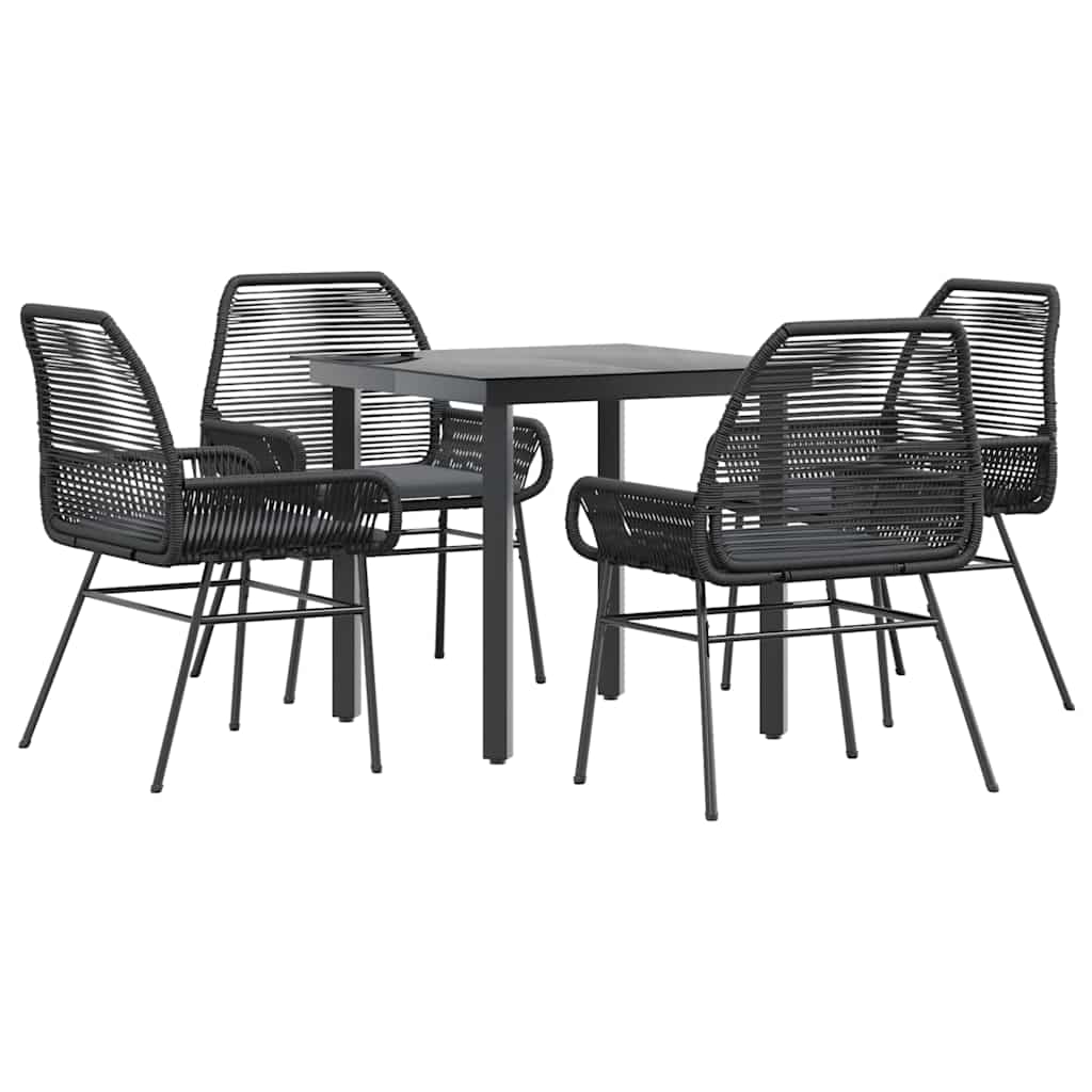 Set da Pranzo da Giardino con Cuscini 5 pz Polyrattan Vetro