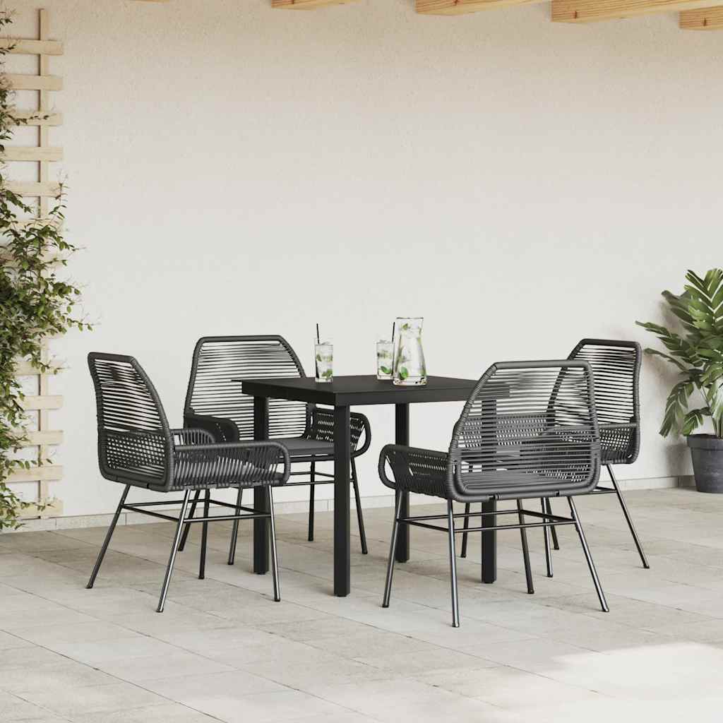Set da Pranzo da Giardino con Cuscini 5 pz Polyrattan Vetro