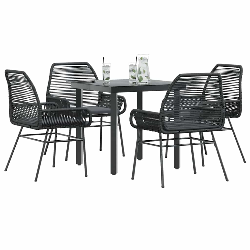Set da Pranzo da Giardino con Cuscini 5 pz Polyrattan Vetro